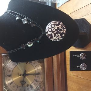 Vintage Marysol Black & White Floral Necklace & Earrings